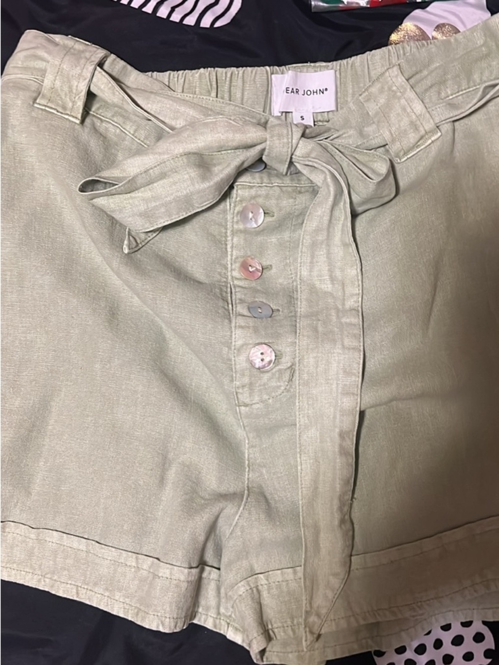Dear John Sage Green Linen-Blend Shorts